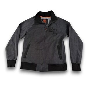 Rock Revival Jacket Mens S Charcoal Gray RR3025 Embroidered Logo Full Zip